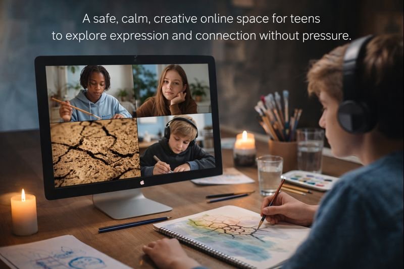 A calm, youth-centered space for teens to explore creativity, emotion, and self-expression without pressure or performance.