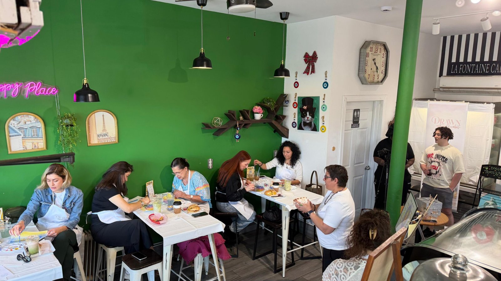 Participants at a mindful watercolor workshop