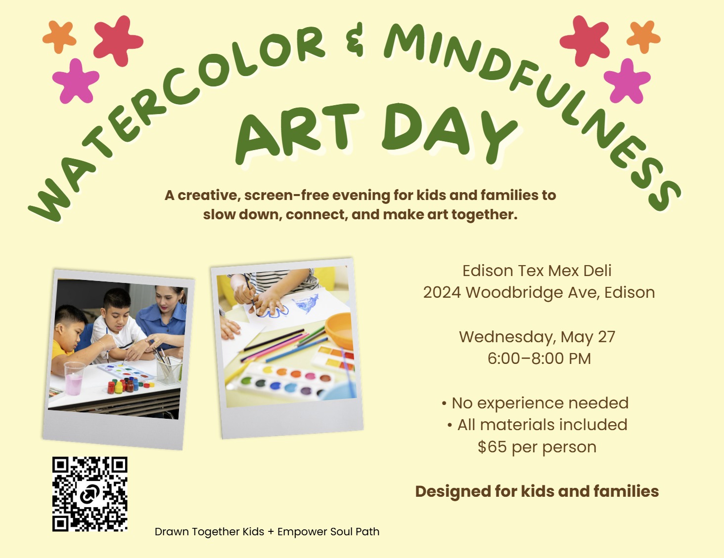 Watercolor & Mindfulness Art Day Kids & Families Edison
