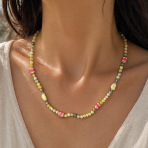 Confidence Bloom Necklace, Dragon Vein Agate Gemstone Necklace, Colorful Healing Crystal Jewelry for Women