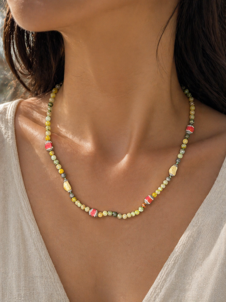 Confidence Bloom Necklace, Dragon Vein Agate Gemstone Necklace, Colorful Healing Crystal Jewelry for Women
