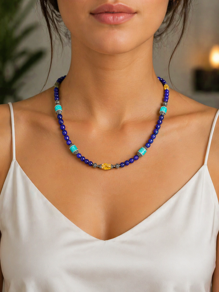 Chakra Gemstone Necklace for Clarity, Confidence & Expression