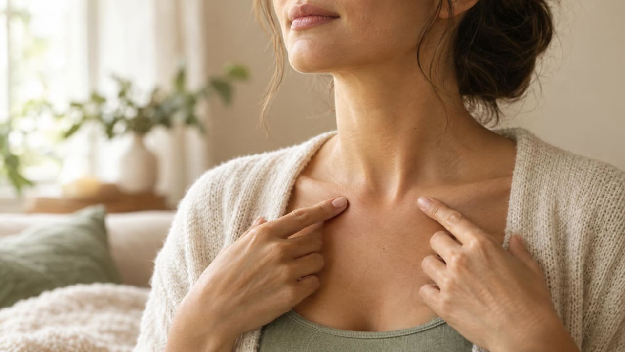 EFT Tapping for Beginners: The 9 Tapping Points and a Simple Script to Try | Empower Soul Path Hands gently tapping on the collarbone point during an EFT tapping session